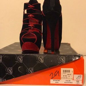 Black & Red Open Toe Heels